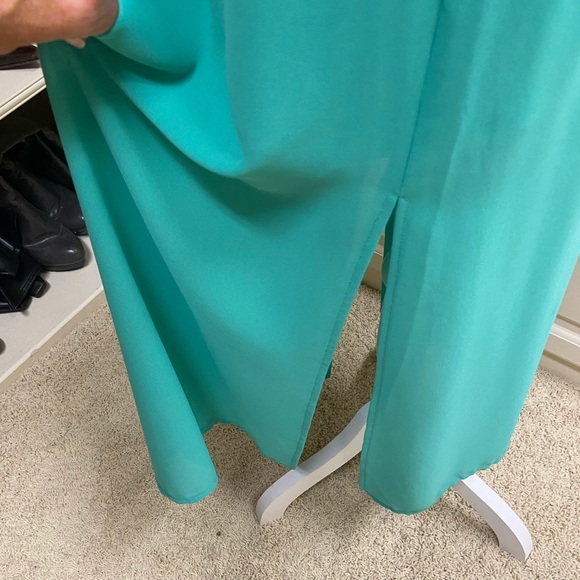 ALTAR’D STATE Maxi Silk Dress Jade Green White Color Block Lined Size Large - Picture 10 of 13